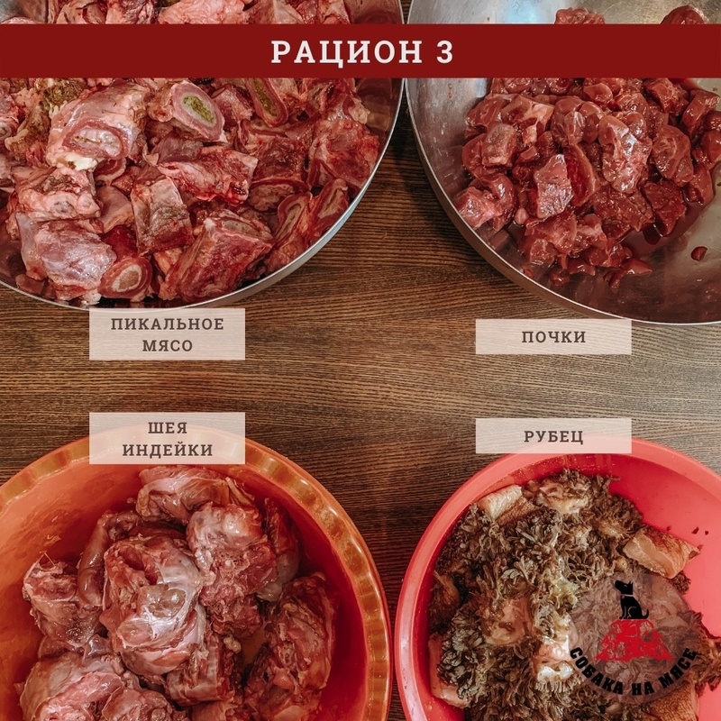 Рацион №3 Без овощей Говядина+индейка 100 г